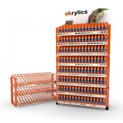 FREE ACRYLIC PAINTS FULL EXPOSITOR (125 Colors x 8 units + 3 Varnishes x 8 units) - AKIAK-EXPACRYLICFULL