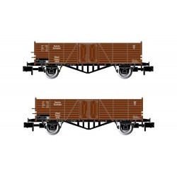 DRG, 2-unit set 2-axle open wagons O mm Villach, brown livery, period II - ARNHN6382