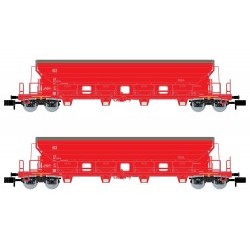 DB AG, 2-unit set 4-axle hopper wagons with sliding roof Tads, traffic red livery, period V-VI