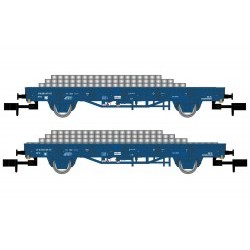 NS, 2-unit set flat wagons with side walls, blue livery, Railpro, loaded with concrete sleepers, period V-VI - ARNHN6401