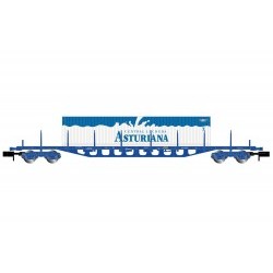 RENFE, 4-axle flatwagon type Rgs, blue version, loaded with three "Central Lechera Asturiana" containers, period V - ARNHN6405