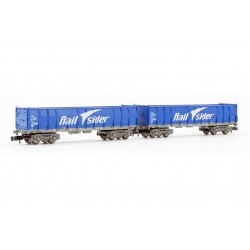 Railsider, 2-unit set open wagons, type Ealos, blue, empty, period VI - ARNHN6413