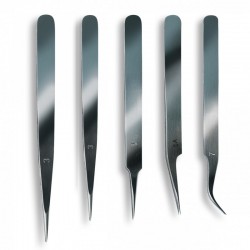 SET OF 5 ASSORTED STAINLESS STEEL TWEEZERS WITH FINE POINT - ASL27068