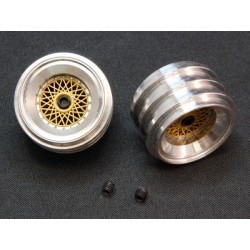 cerchi ruota posteriori in alluminio tornito tipo "BBS oro" con inserti montati e dipinti - BRMS-016