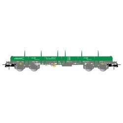 RENFE, 4-axle platform wagon with stakes, green, loaded with tunnel lining segments - ELEE6542