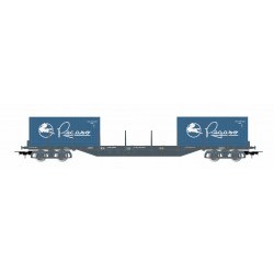 RENFE, 4-axle container wagon, dark grey livery, loaded with 2 x 20' container "Pegaso", ep. IV - ELEE6547
