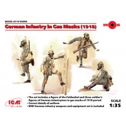 1/35 German Infantry in Gas Masks (1918) (4 figures) - ICM35695