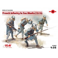 1/35 French Infantry in Gas Masks (1918) (4 figures) - ICM35696