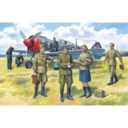 1/48 Soviet Air Force Pilots and Ground Personnel (1943-1945) (7 figures - staff officer, 2 pilots, 3 mechanics, military servicewomen) - ICM48084