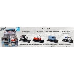 Ape Piaggio modelli assortiti: B 150 Furgone pubblicitario 1954 - B 150 Furgone Pubblicitario 1954 - D 450 Furgone pubblicitario 1964 - TM P50 Furgone pubblicitÃ  1986 - ITA76814