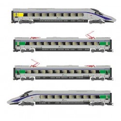 FS, set di 4 unitÃ , treno ETR 610 livrea "Cisalpino", contenente 2 unitÃ  di testa (una motorizzata, una folle) e due carrozze intermedie, epoca VI - LEXHL1673