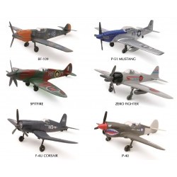 1/48 6 Asstd.Styles: BF-109 or P-51 Mustang or Spitfire or Zero Fighter or F-4U Corsair or P-40 (Plastic Stand Included) - NRA20213