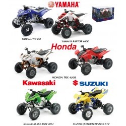 1/12 Assorted Styles : Japan ATV-Quad, Yamaha YFZ 450 or Yamaha Raptor 660 R or Honda TRX 450R (2 Colours)or Kawasaki KFX 450 R 2012 or Suzuki Quadracer R450 ATV - NRA57503I