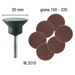 Platorello in gomma 20mm e 6 dischi abrasivi grane assortite - PGMM.3210