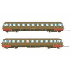 FS, Set due Automotrici Aln 556 I serie, livrea castano/isabella, frontale rosso, 1207 motorizzata + 1241 non motorizzata, epoca III-IV - DCC Sound - RIVHR2749S