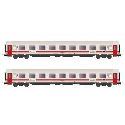 FS, 2-unit pack passenger coaches type UIC-Z renovated (progetto 901/300) in "Intercity Sun"-livery, contains one 2nd class (ex 1st class) coach and one 2nd class coach, period VI - RIVHR4287