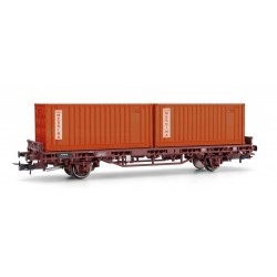 FS, Carro pianale tipo Kgps a 2 assi, con due container "MESSINA", livrea marrone, epoca IV-V - RIVHR6463