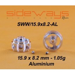 Lightened Aluminum Wheel 15.9x8.2mm 1.05g - 2.38mm axle - SIDSWW159X82-AL