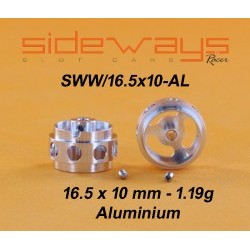 Lightened Aluminum Wheel 16.5x10mm 1.19g - 2.38mm axle - SIDSWW165X10-AL
