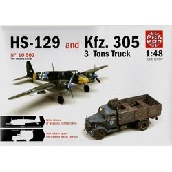 Comprende 2 Modelli:KFZ.305 3 TONS TRUCK & HS129 HANSCHEL in scala 1/48 - SMO10502