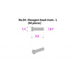 Metal rivet series No.4 Hexagon head rivets-L 60 pcs