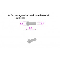 Metal rivet series No.6 Hexagon rivets with round head-L60 pcs