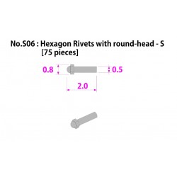 Metal rivet series No.S06 HexagonRivets with round head -S 75 pcs