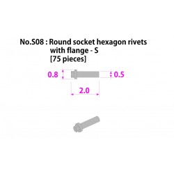 Metal rivet series No.S08 Round socket hexagon rivetswith flange-S 75 pcs