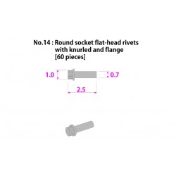 Metal rivet series No.14 Round socket flat head rivets with knurled and flange 60 pcs